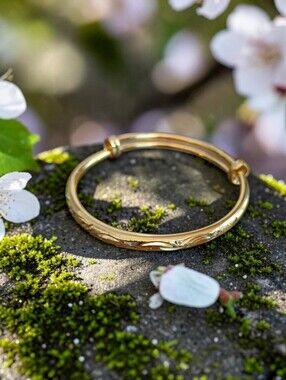 Elegant Gold Filled Engraved Bangle Childrens Bracelet